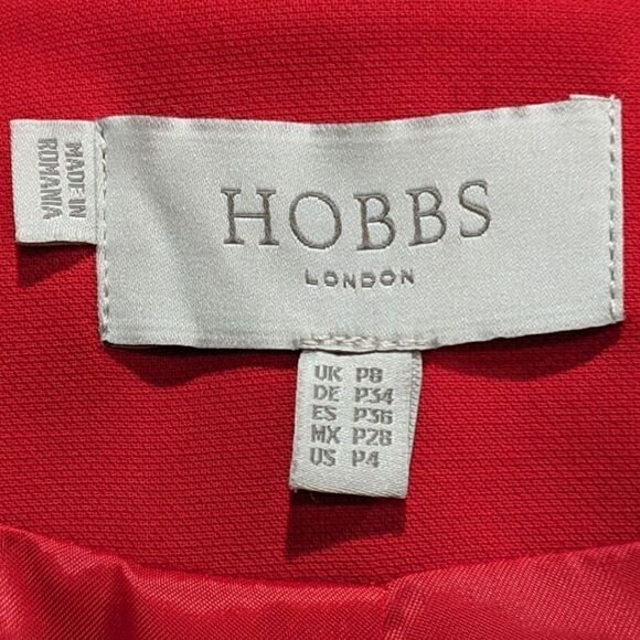 Hobbs London Elize Red Cropped Open Front 3/4 Sleeve Blazer Jacket Sz 4 Petite - Picture 10 of 12